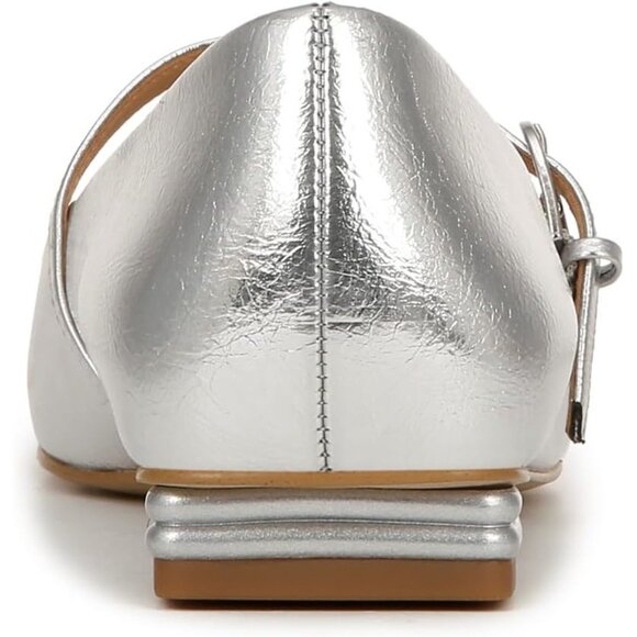 Franco Sarto Womens Silver Metallic Faux Leather Tinsley Mary Jane Ballet Flats - Picture 3 of 9